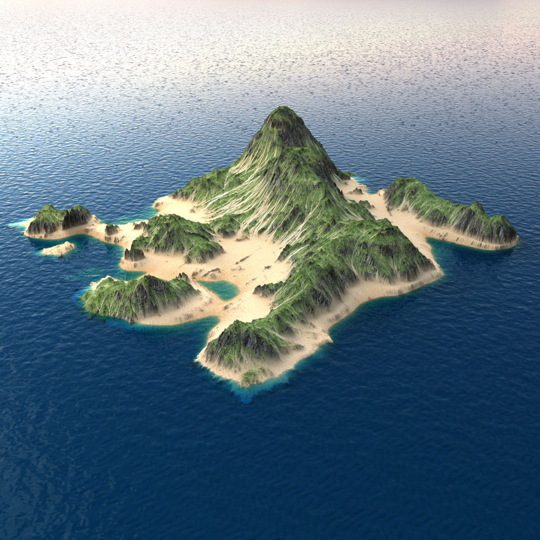 Tropical Island Terrain 9 Low-poly 3D model_2