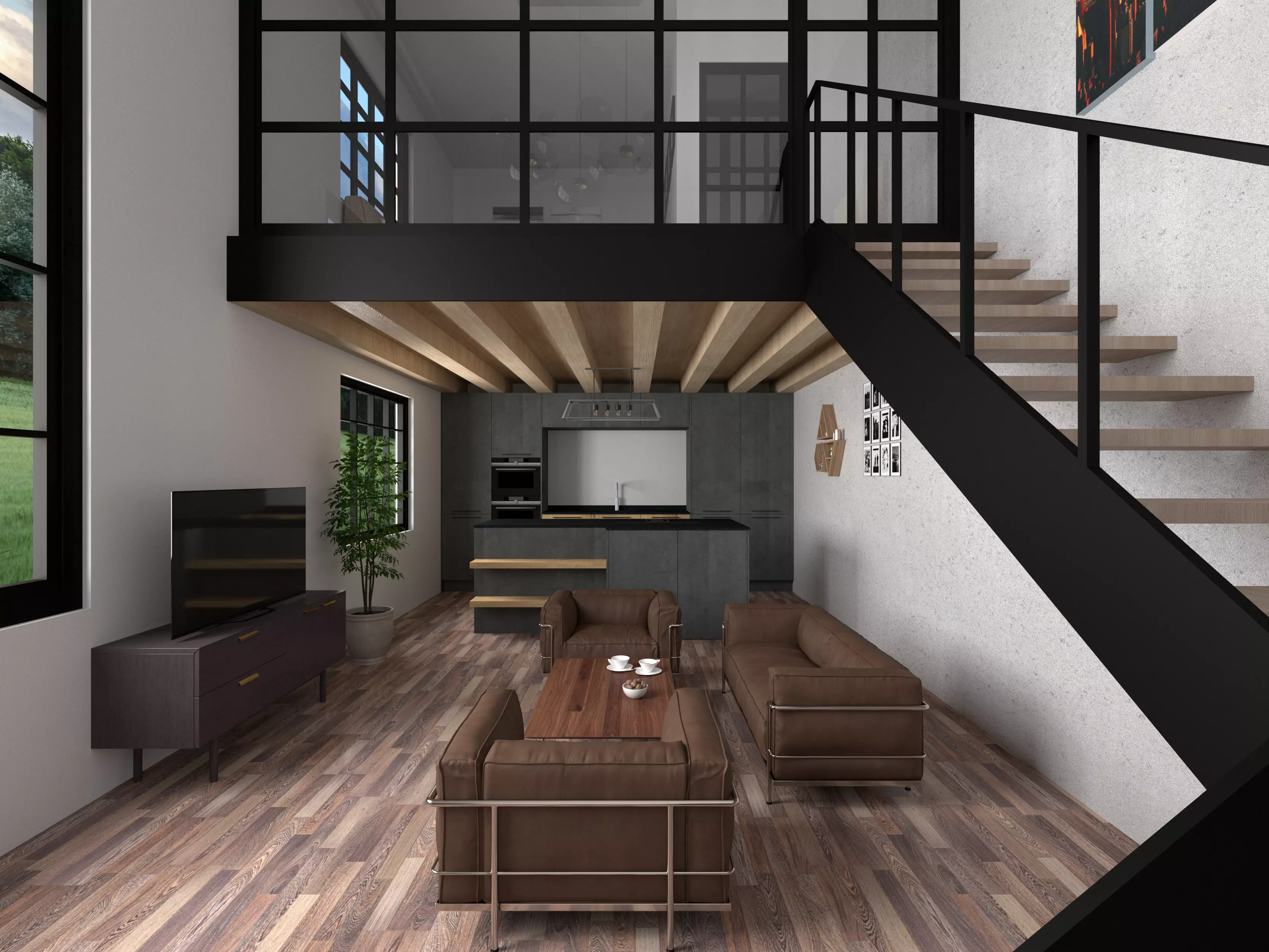 Loft House 3D model_0