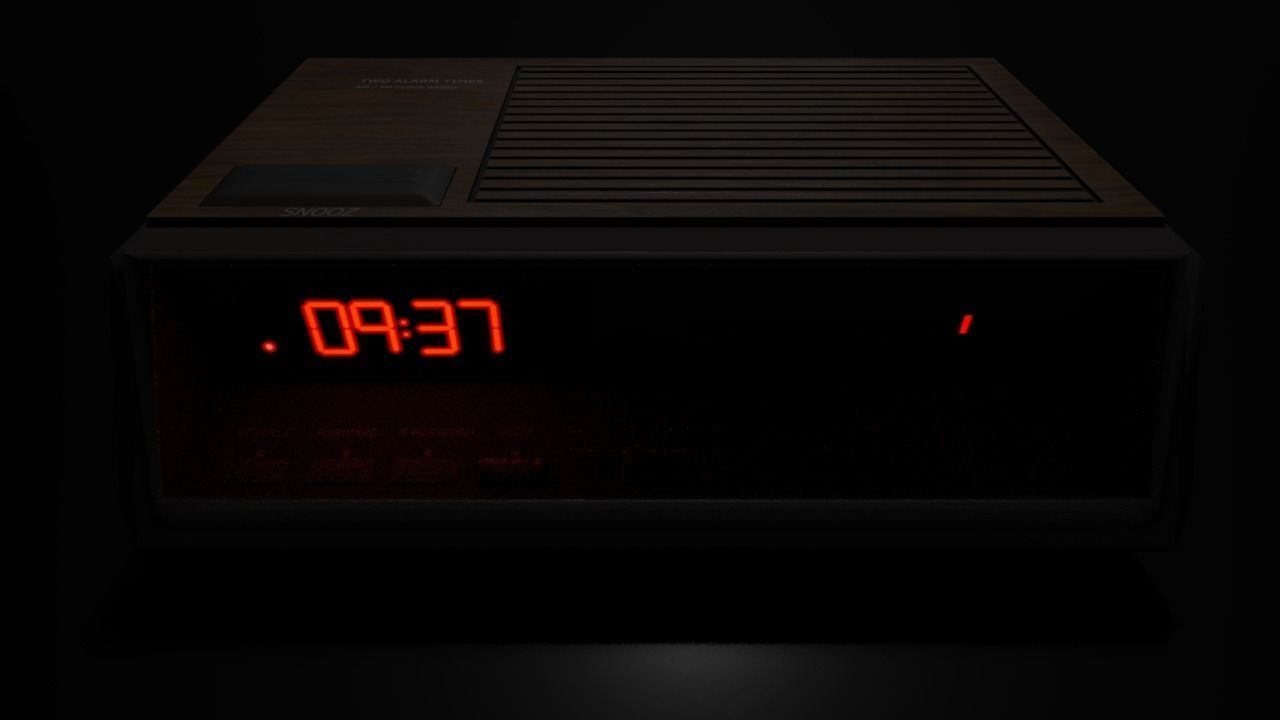 Electronic Alarm Clock Radio Vintage Low-poly 3D model_3