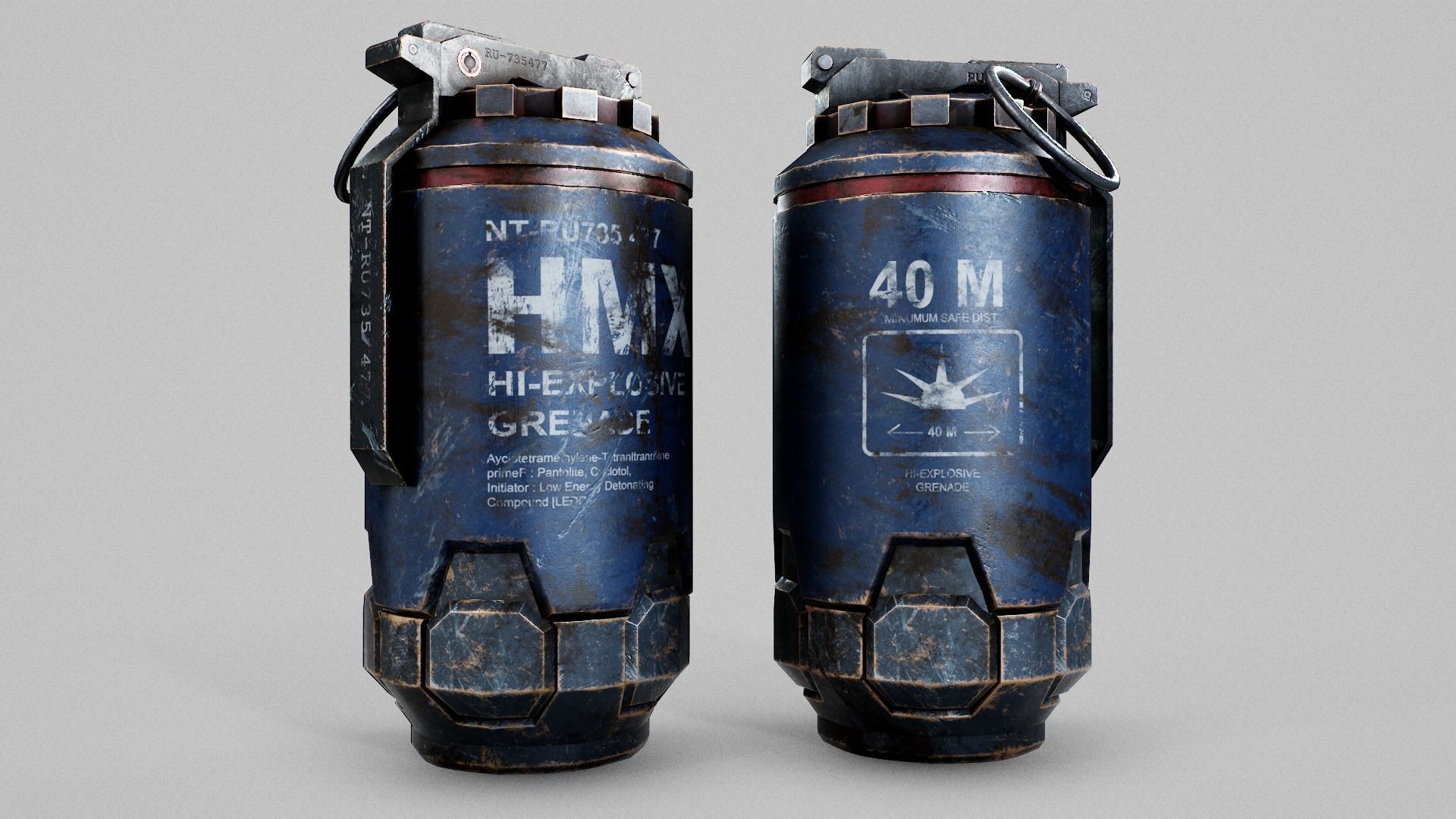 Sci-Fi Grenade Low-poly HMX Low-poly 3D model_1