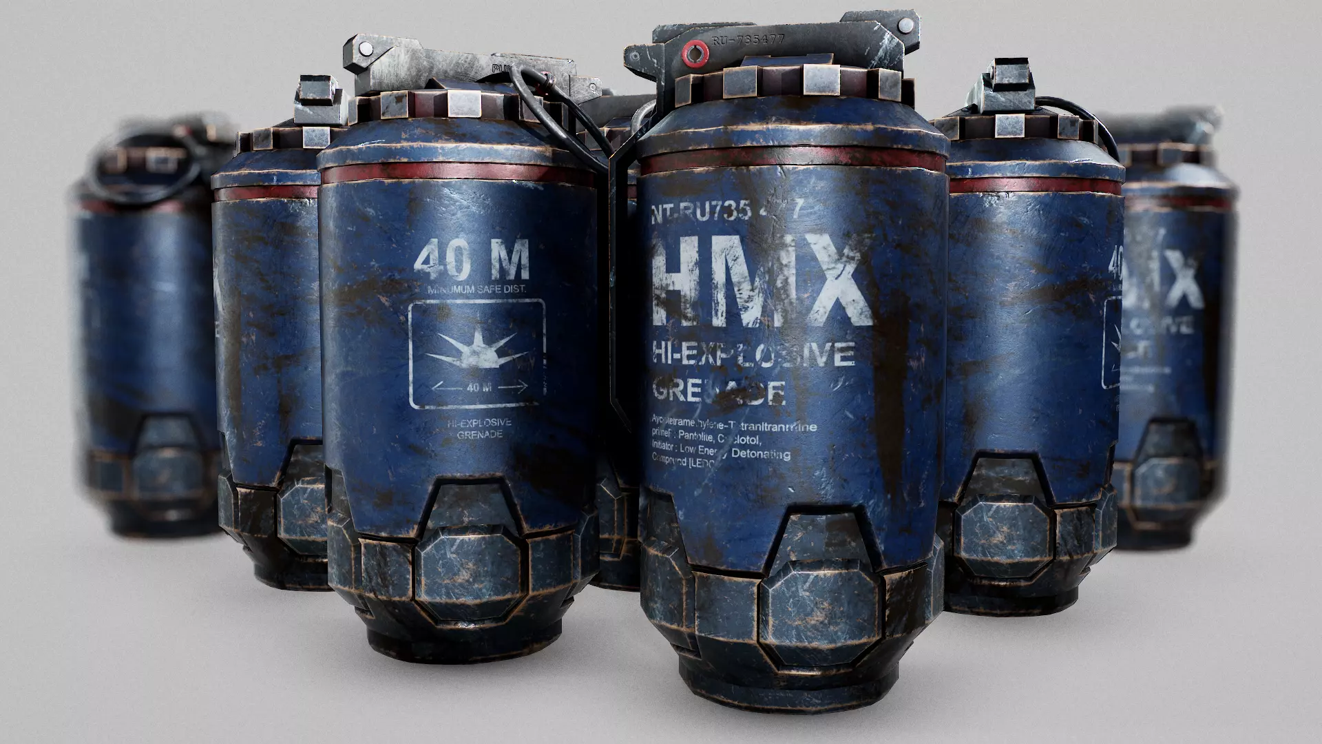 Sci-Fi Grenade Low-poly HMX Low-poly 3D model_0