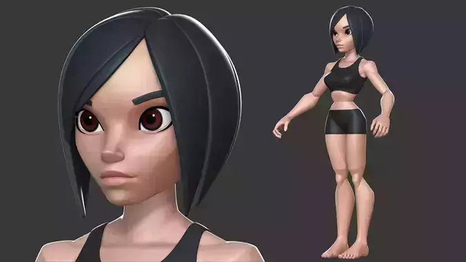 Stylized Female Base Mesh - Disney Infinity Style - Mika