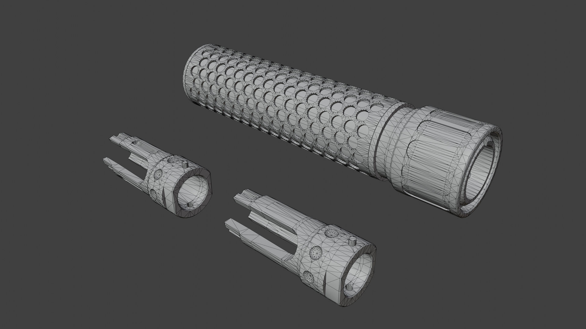 KAC QDC flash suppressor  Low-poly 3D model_5