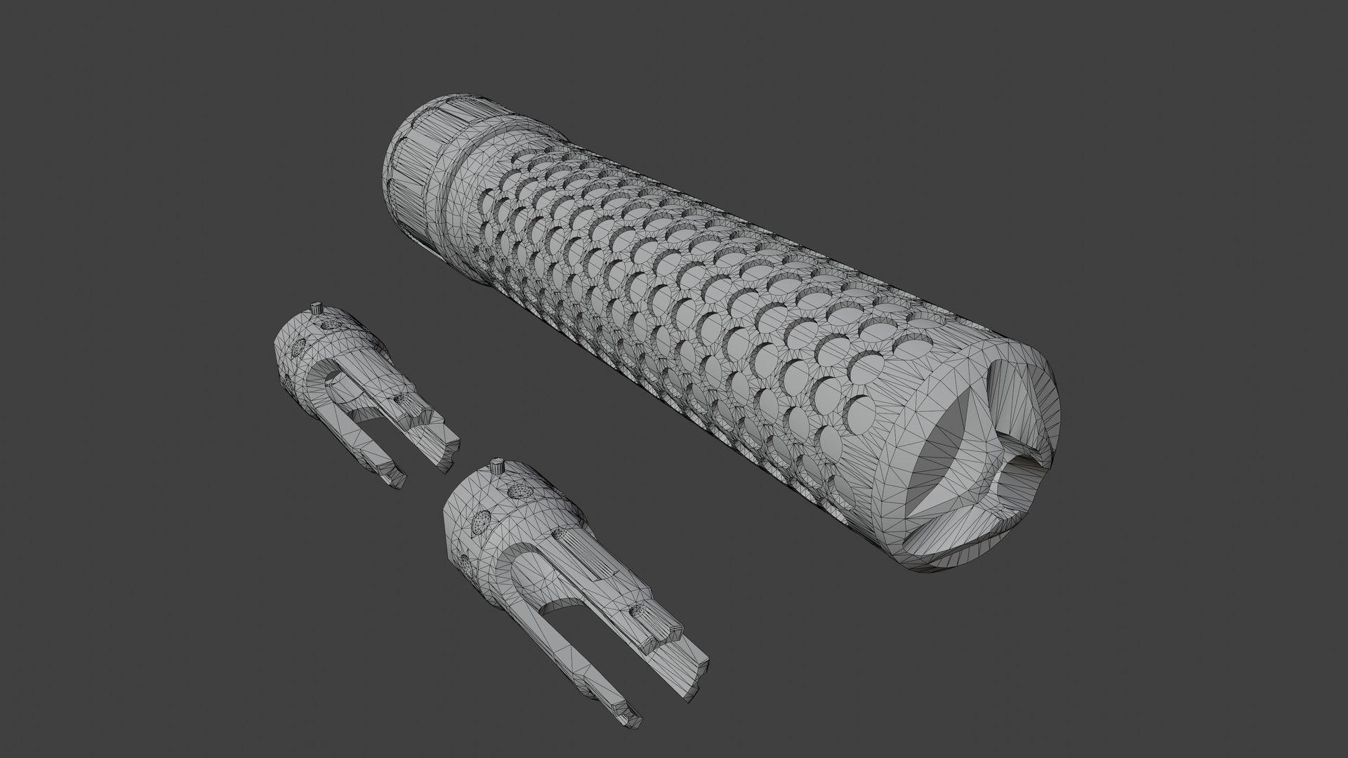 KAC QDC flash suppressor  Low-poly 3D model_6