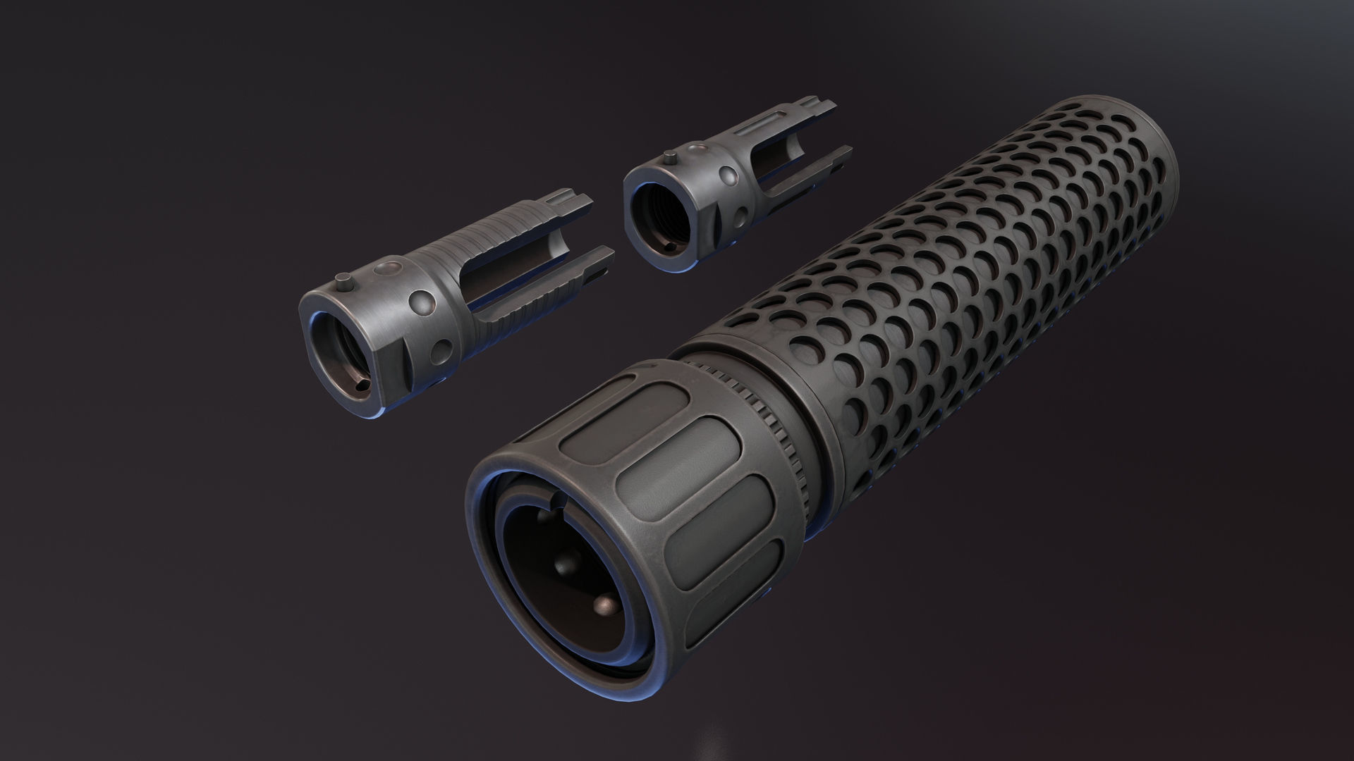 KAC QDC flash suppressor  Low-poly 3D model_2