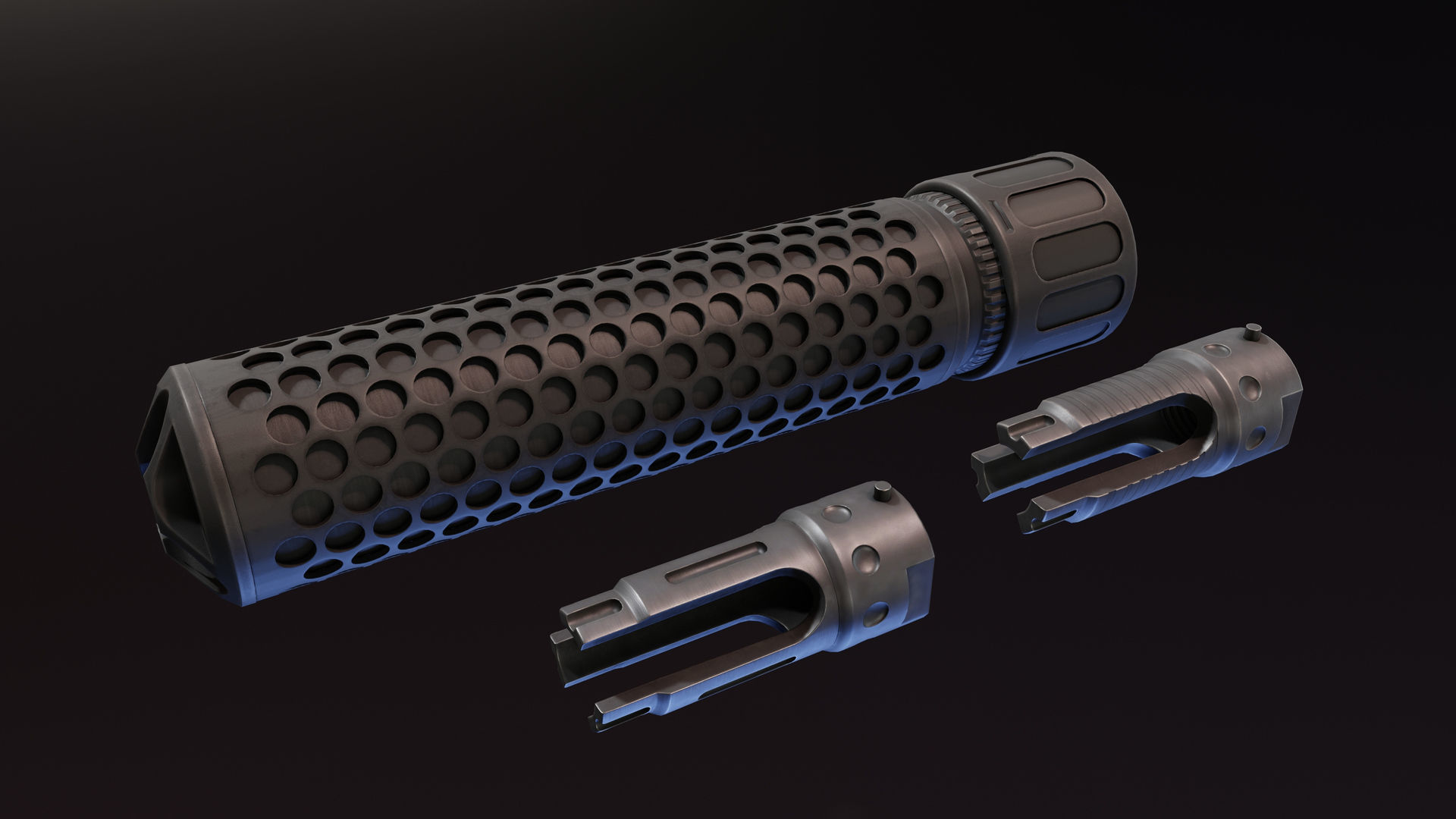 KAC QDC flash suppressor  Low-poly 3D model_1