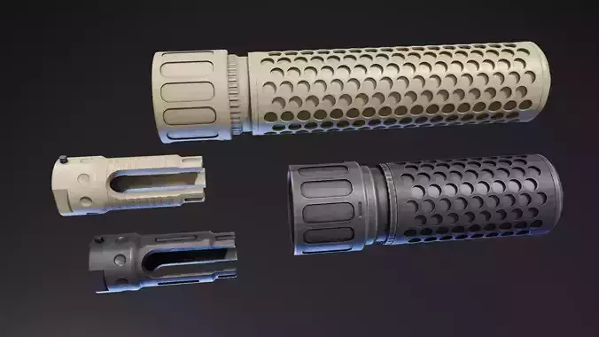 KAC QDC flash suppressor  Low-poly 3D model
