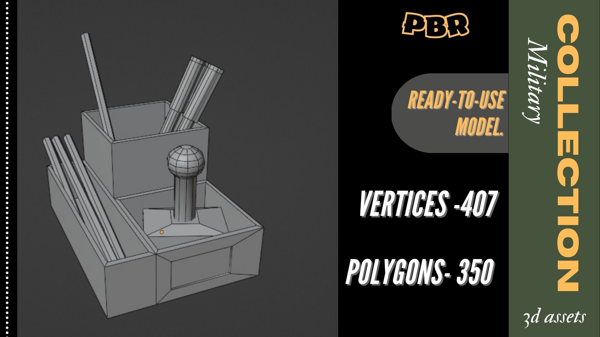 Military pencil holder 3D Low-poly Low-poly 3D model_3