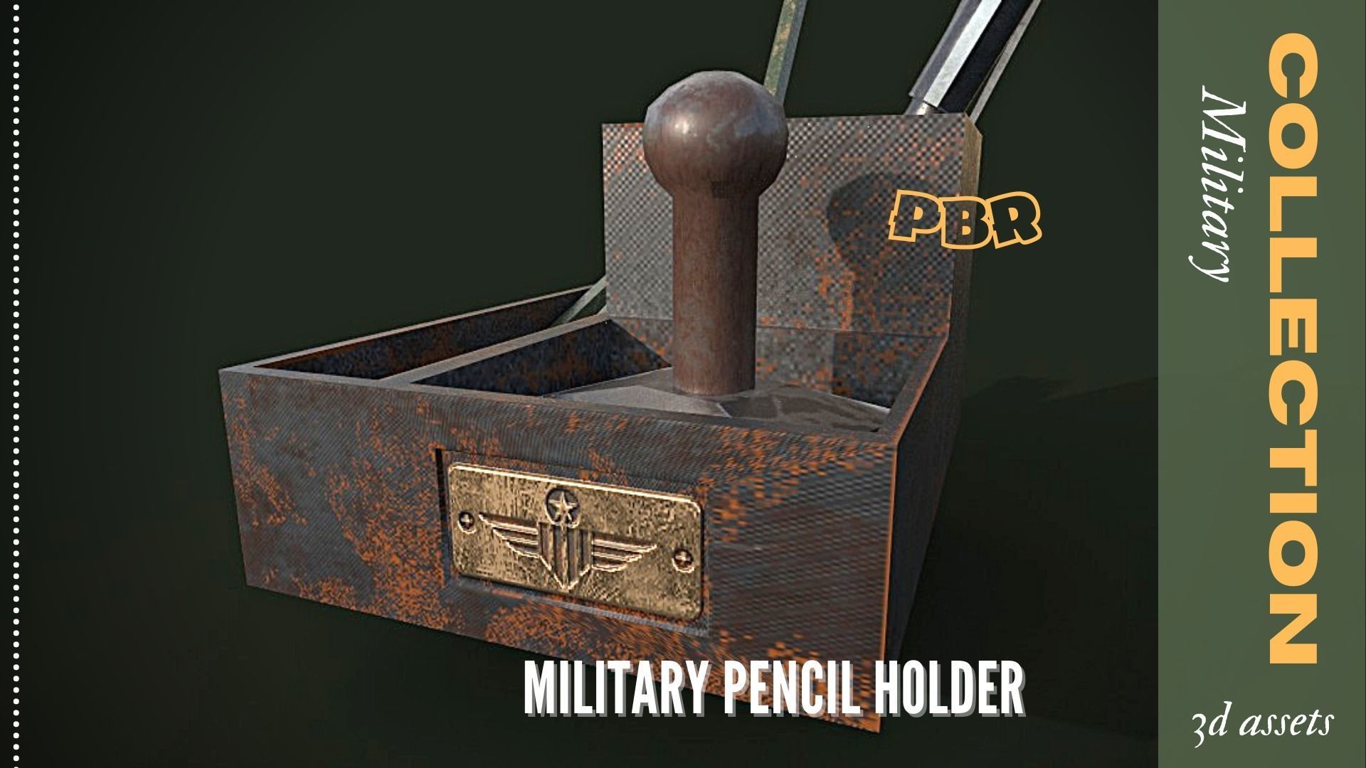 Military pencil holder 3D Low-poly Low-poly 3D model_1