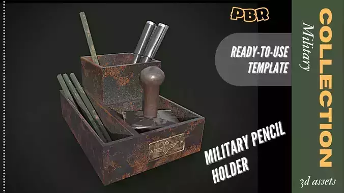 Military pencil holder 3D Low-poly Low-poly 3D model