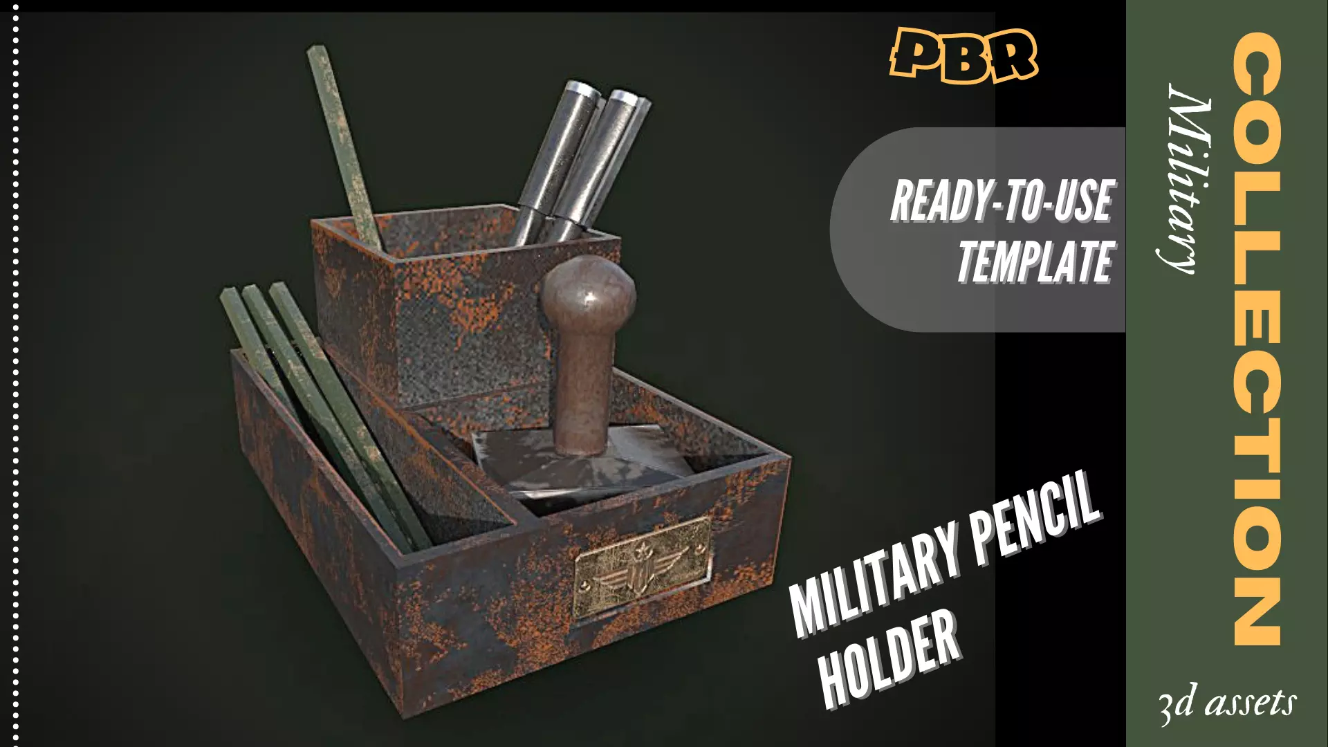 Military pencil holder 3D Low-poly Low-poly 3D model_0