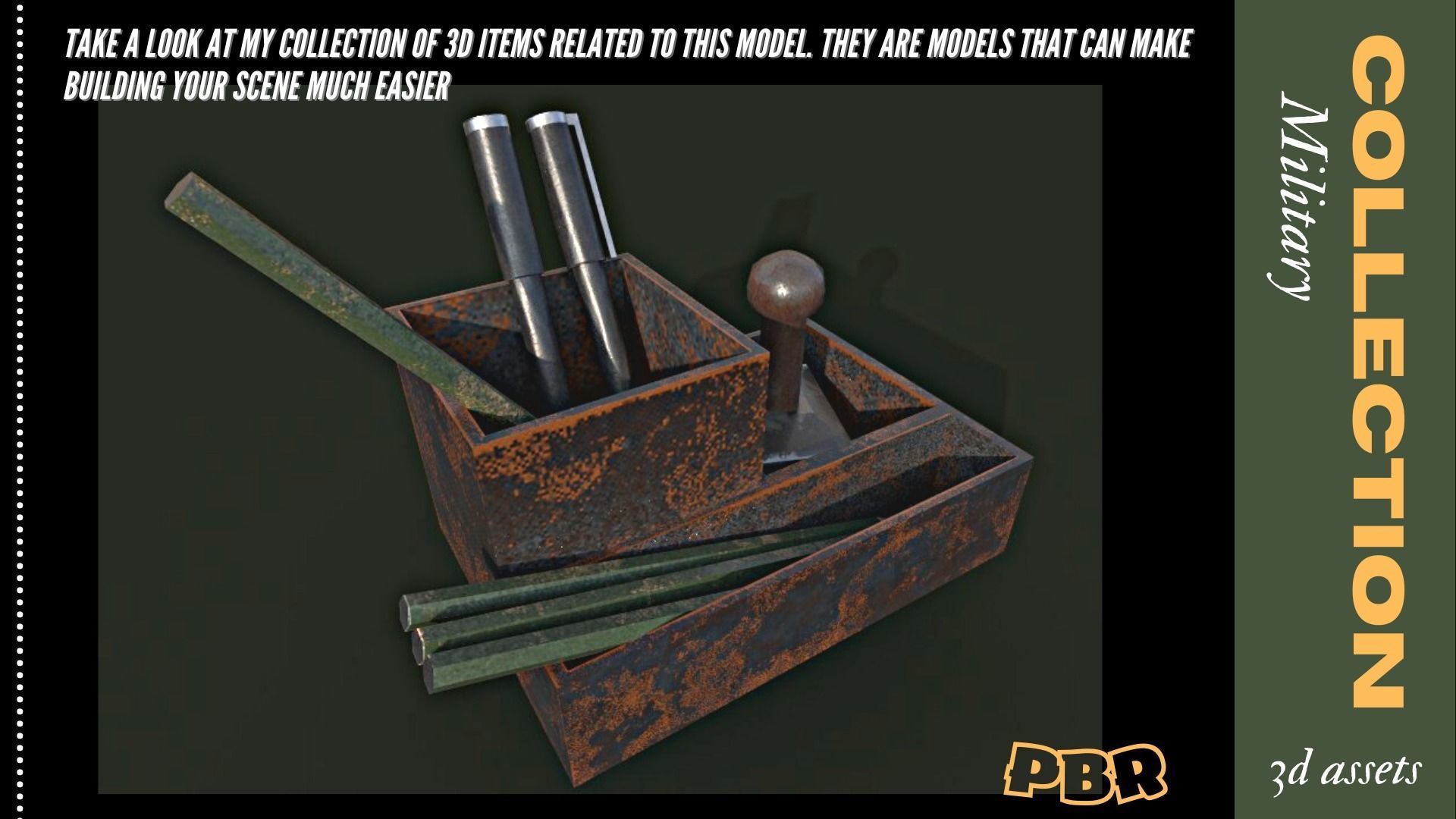 Military pencil holder 3D Low-poly Low-poly 3D model_4