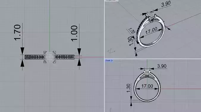 Ring 3D print model solitaire diamond engagement