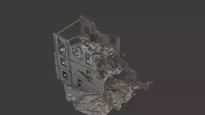 destruction building Low-poly 3D model