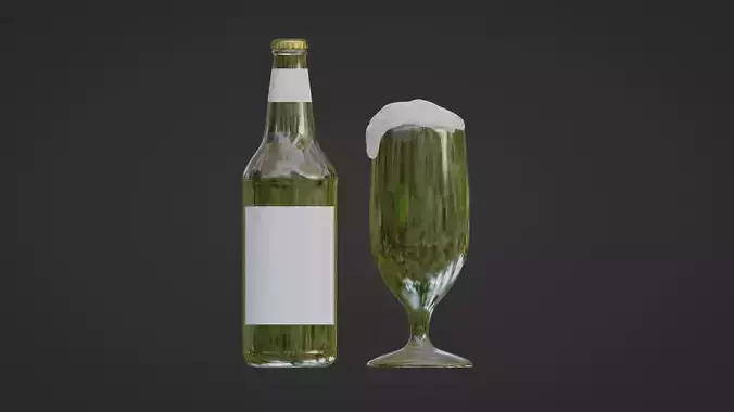Beer Bottle and Glass 