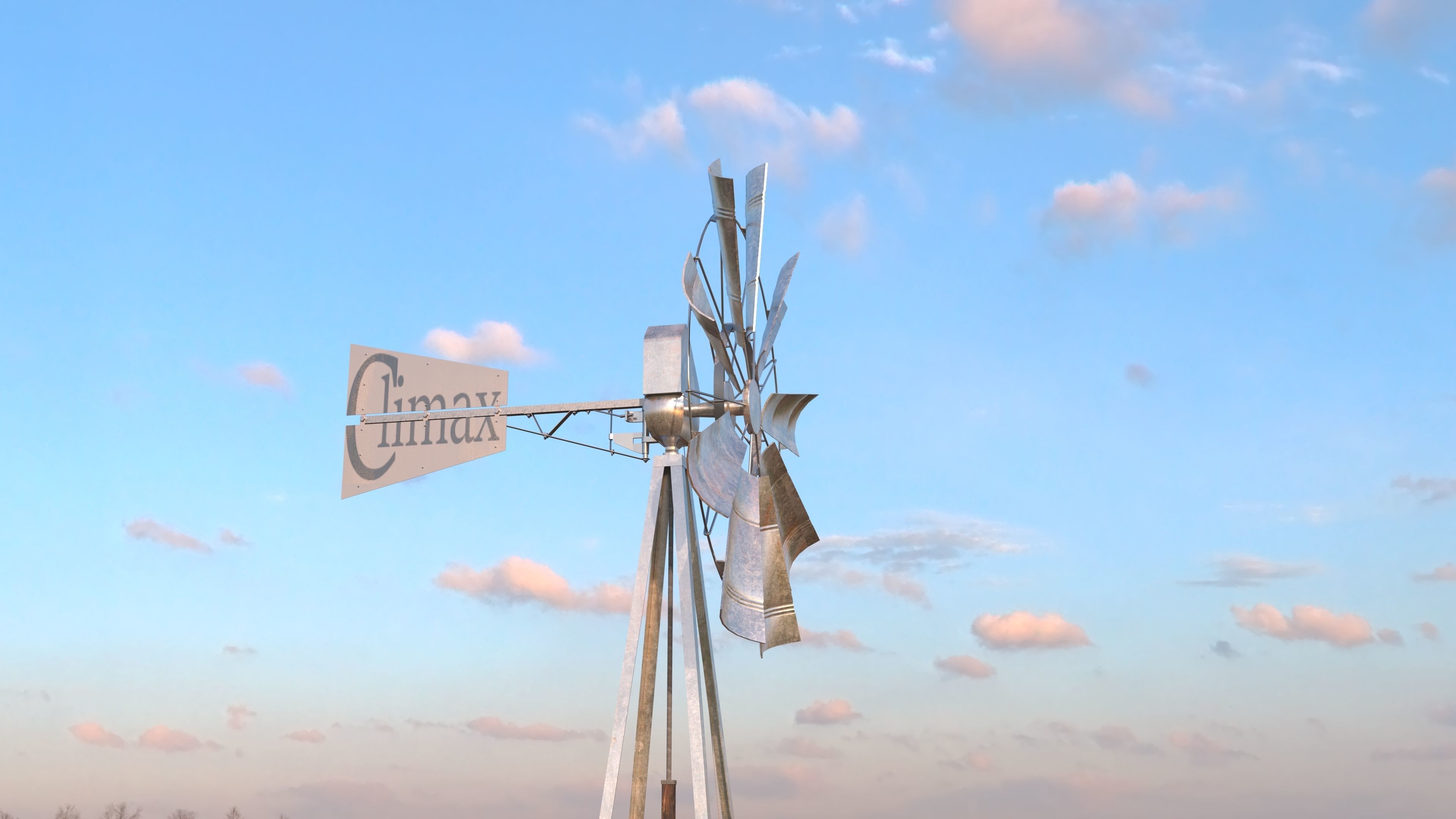 Windmill in desert 3D model_1