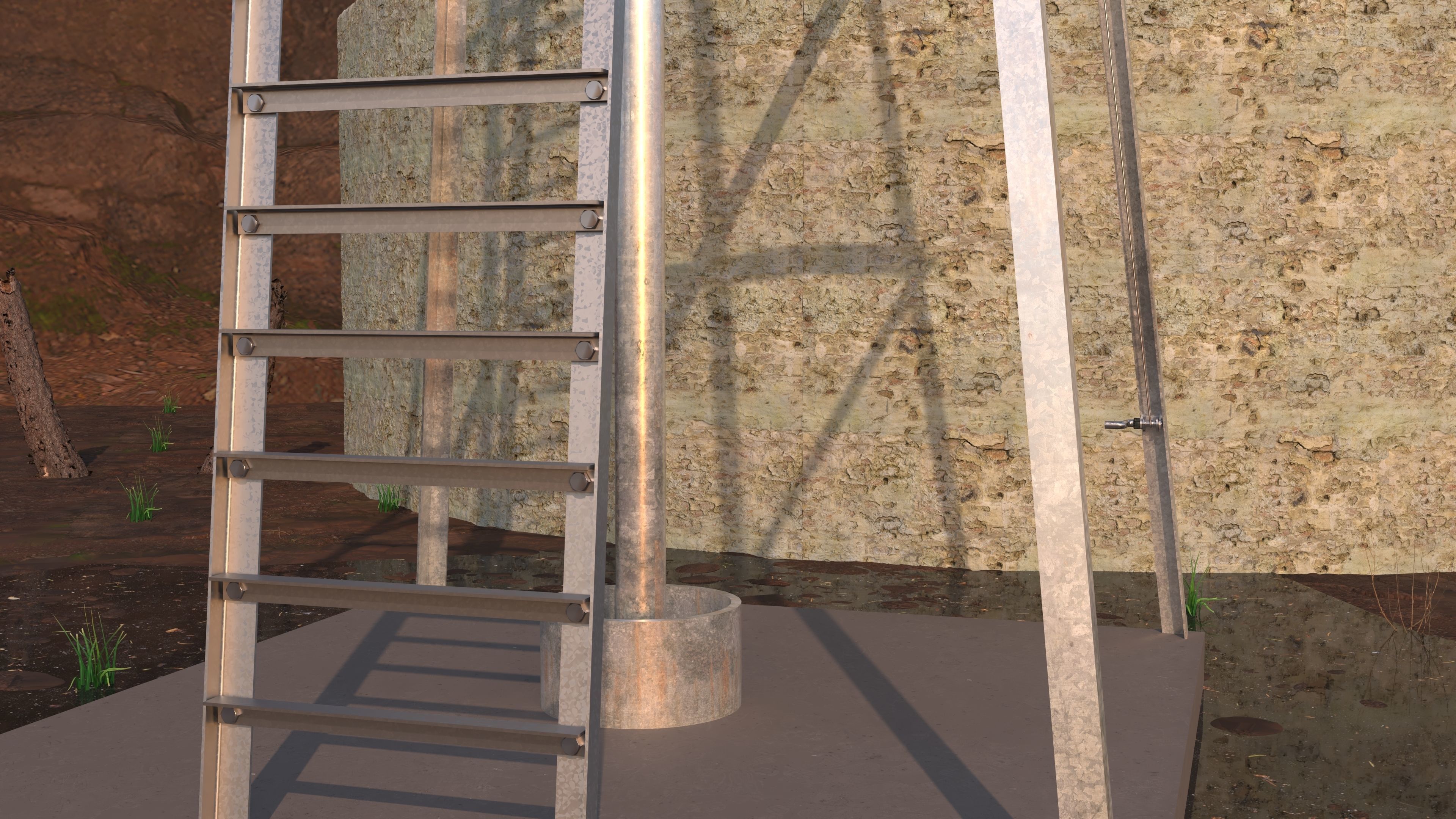 Windmill in desert 3D model_3