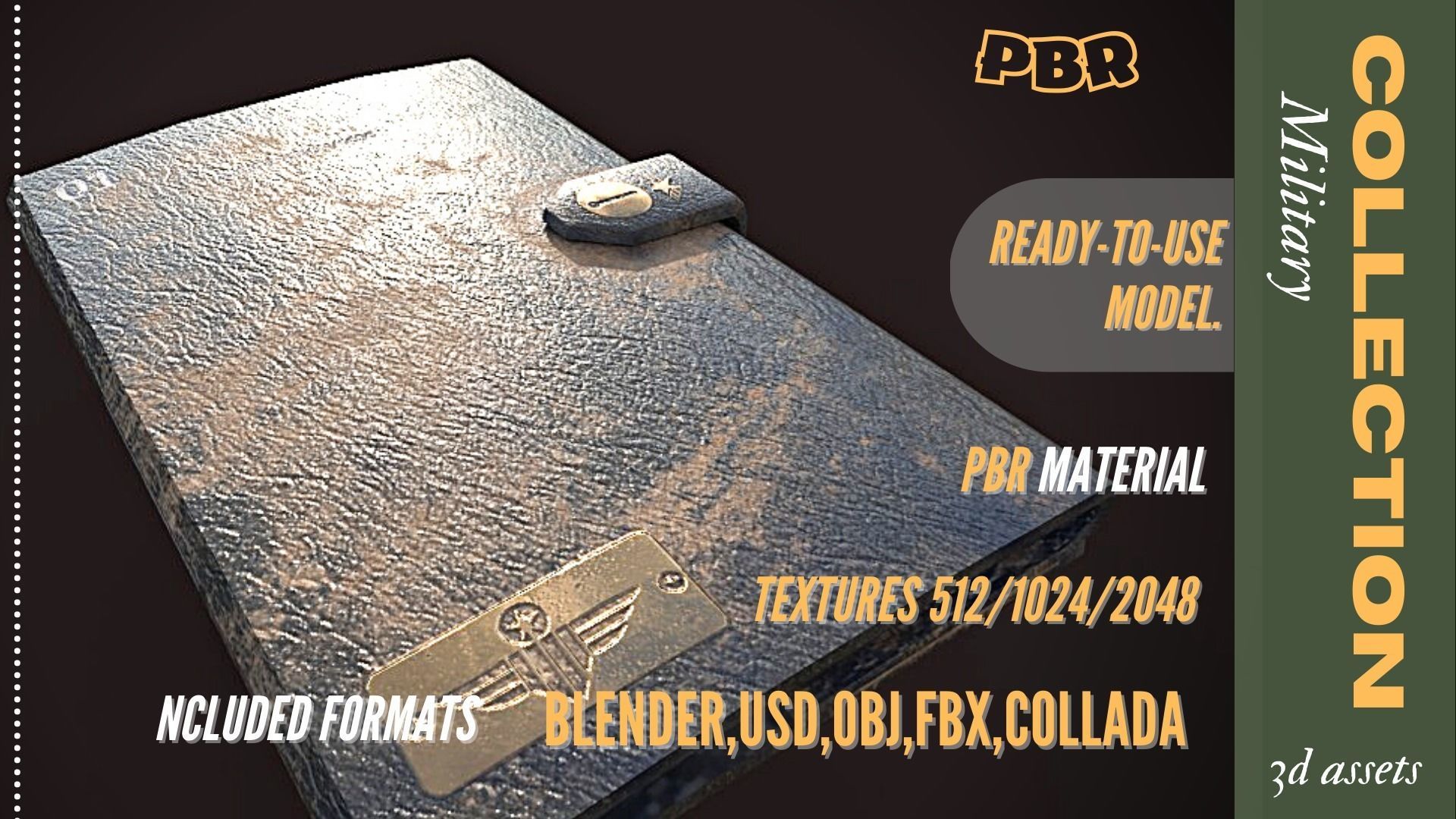 MILITARY LEATHER FOLDER 3D Low-poly Low-poly 3D model_2