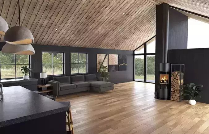 Interior of a house in the forest