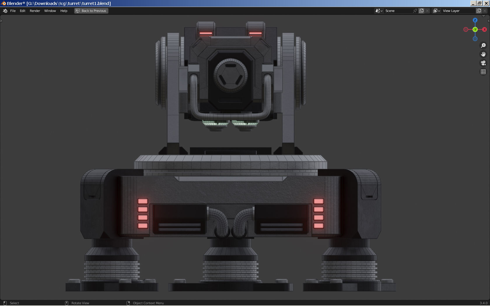 Sci-fi Turret - Cannon 3D model_10