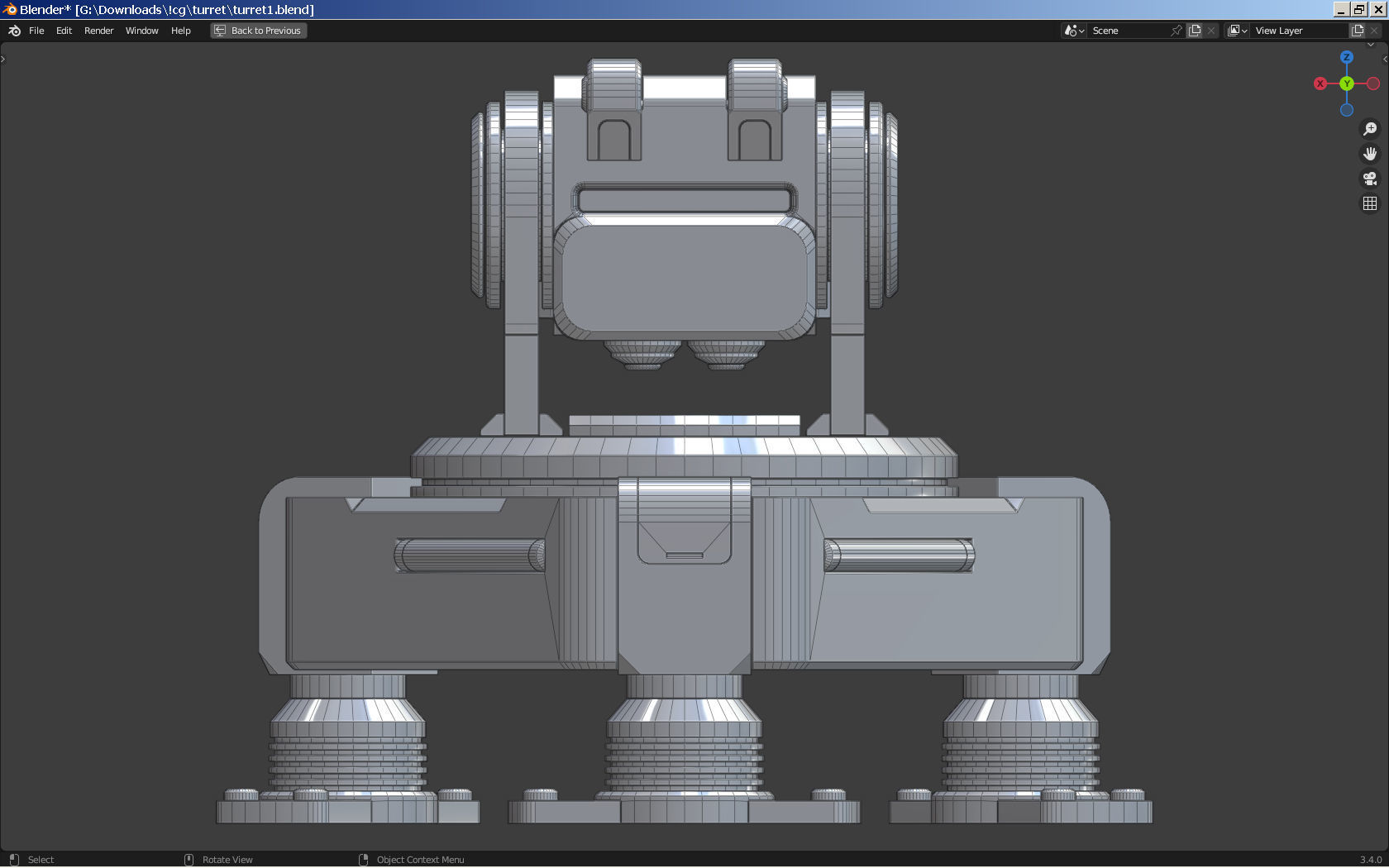 Sci-fi Turret - Cannon 3D model_7