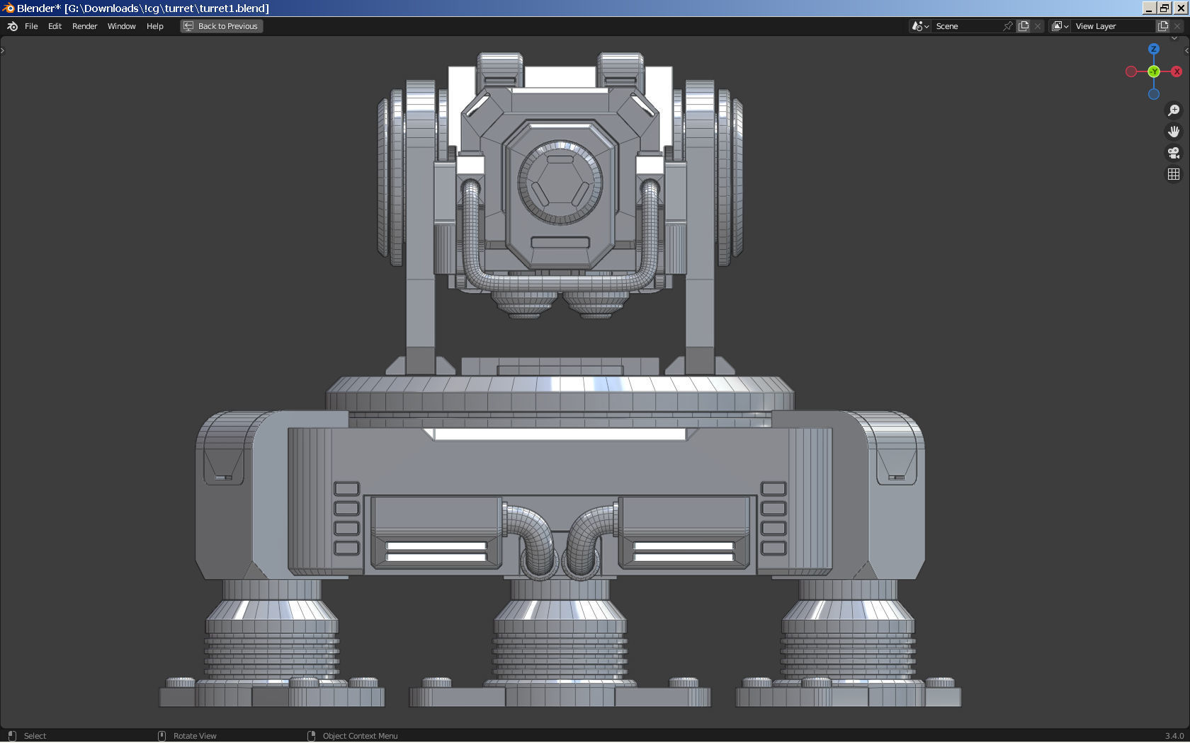 Sci-fi Turret - Cannon 3D model_9