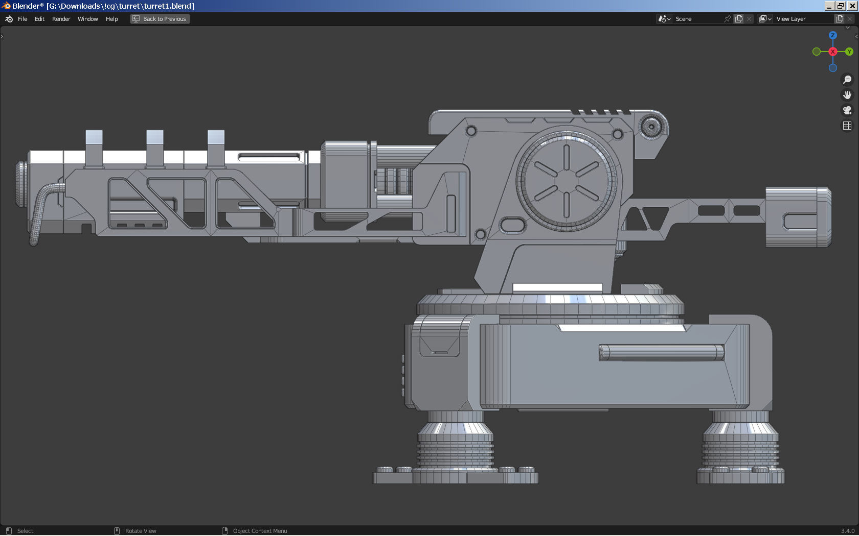 Sci-fi Turret - Cannon 3D model_5