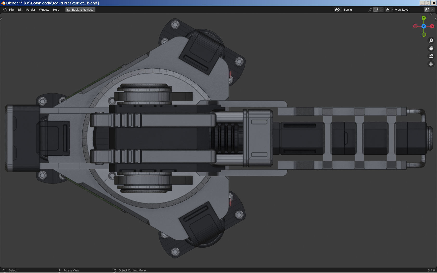 Sci-fi Turret - Cannon 3D model_4