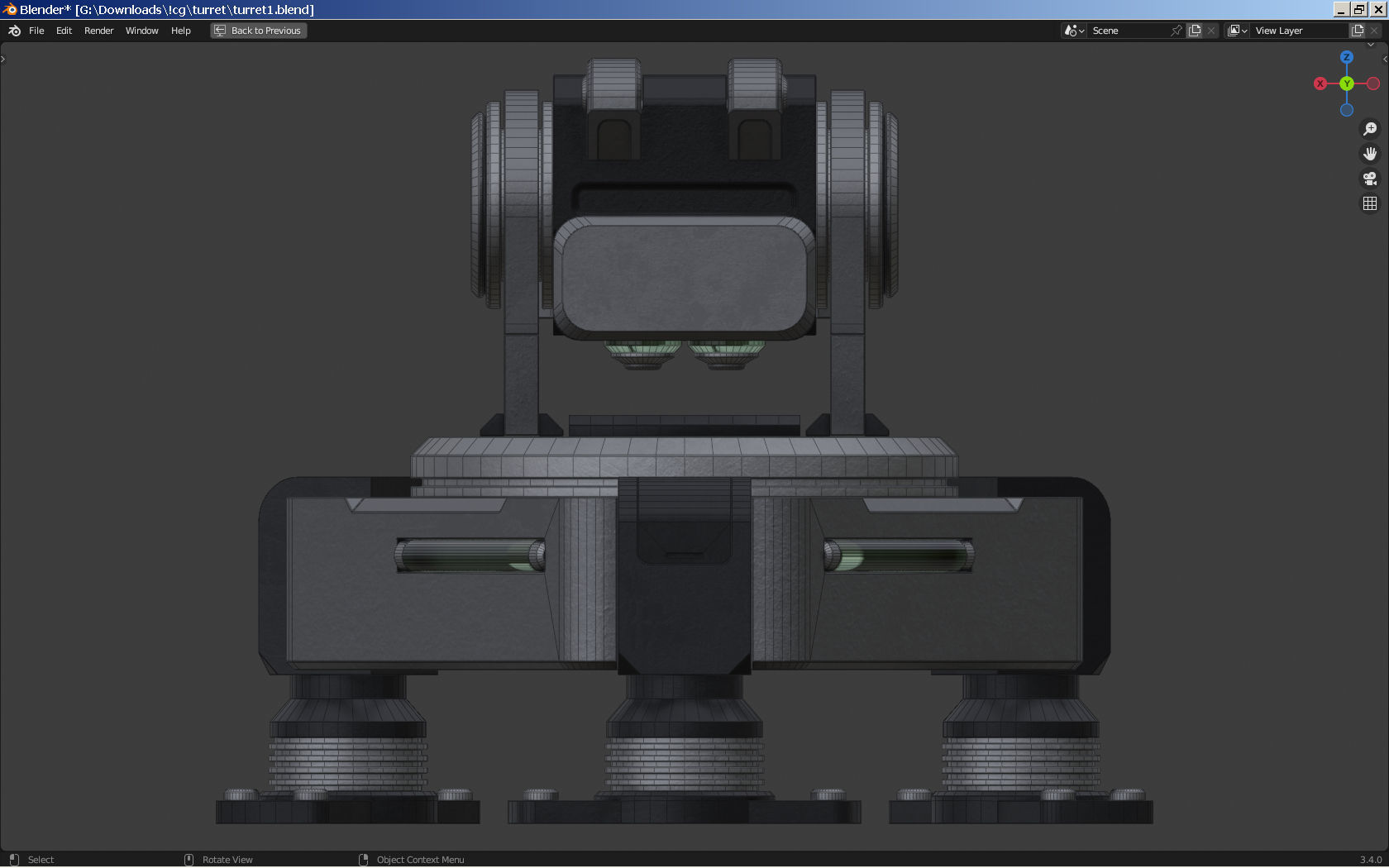 Sci-fi Turret - Cannon 3D model_8