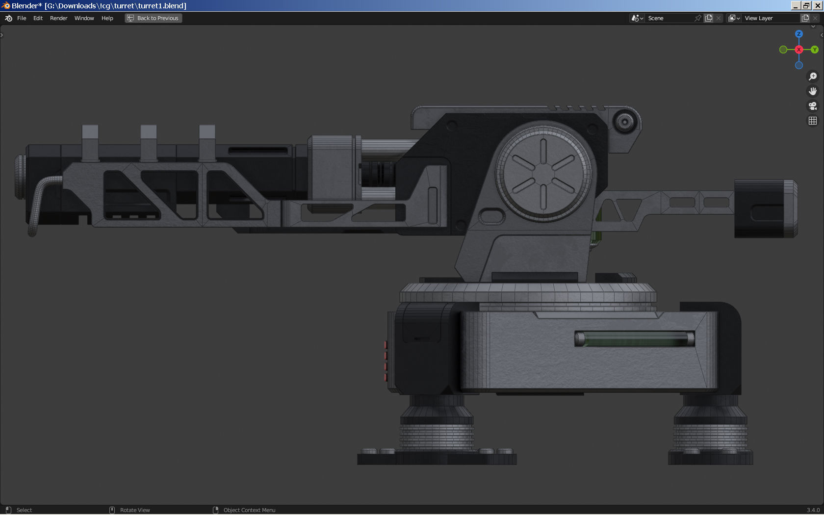Sci-fi Turret - Cannon 3D model_6