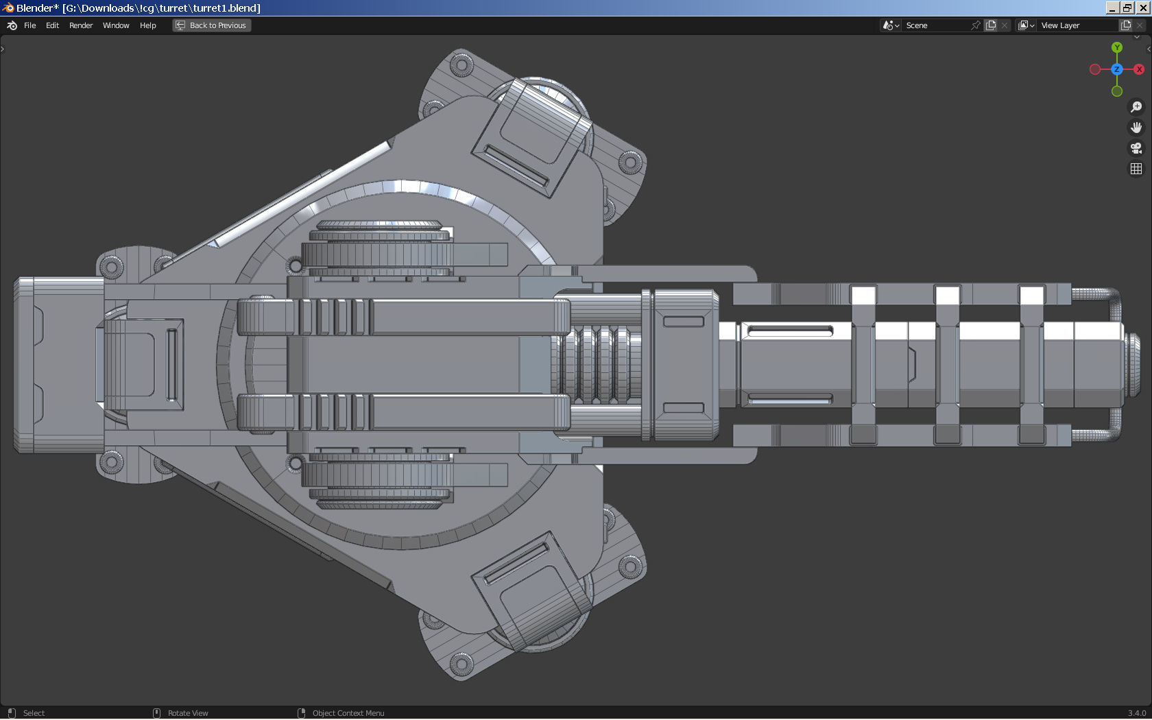 Sci-fi Turret - Cannon 3D model_3
