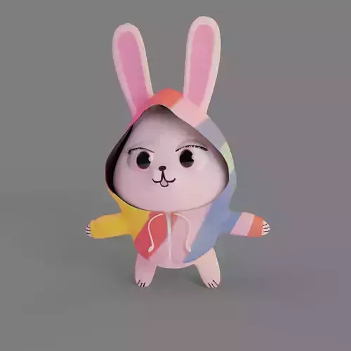 Cute Bunny 3d model Low-poly 3D model
