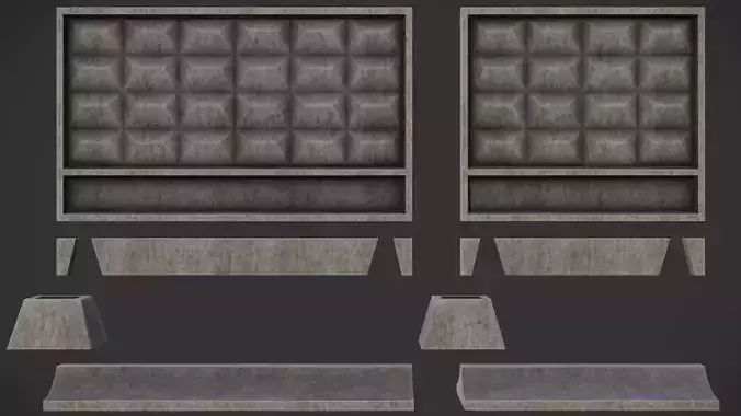 Old Modular Concrete Wall Fence