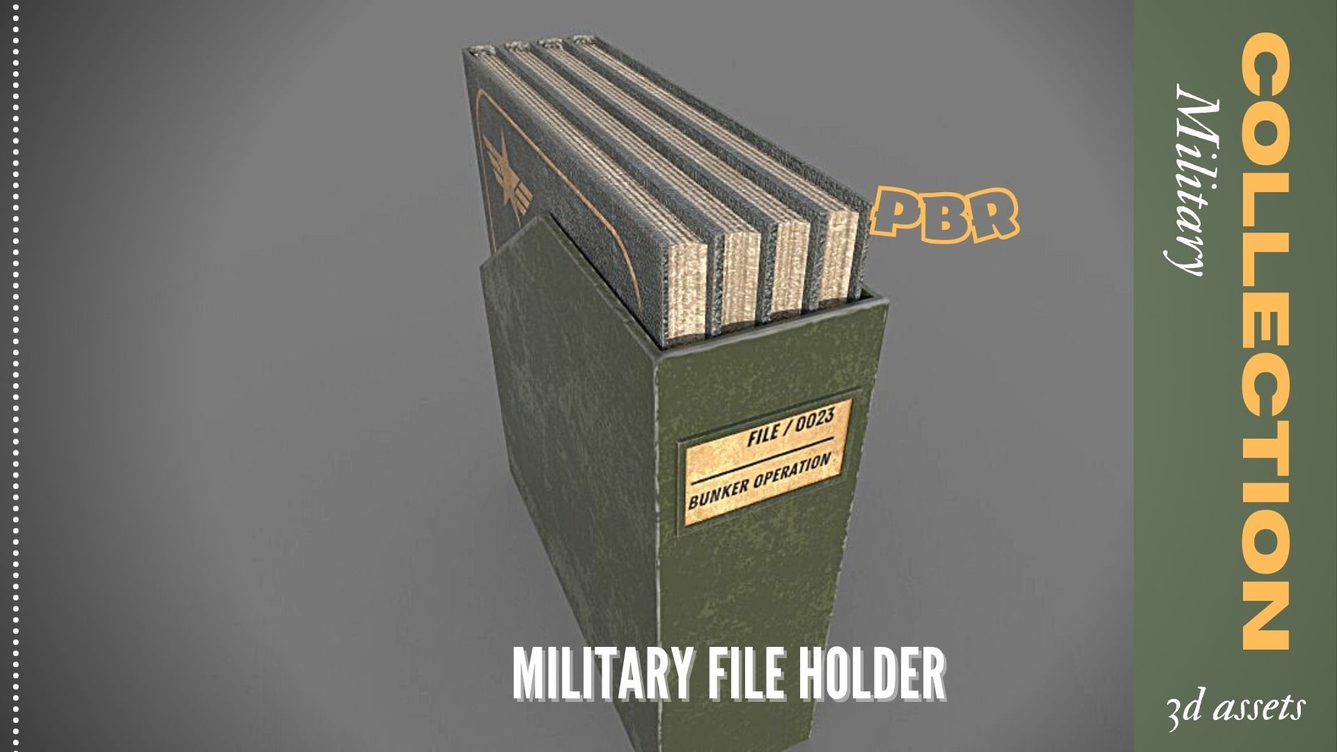 Military file Holder 3D Low-poly Low-poly 3D model_1