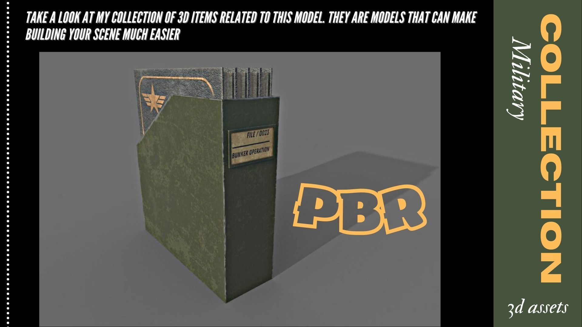 Military file Holder 3D Low-poly Low-poly 3D model_4