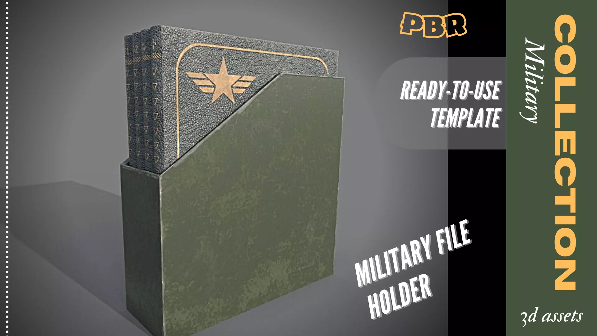 Military file Holder 3D Low-poly Low-poly 3D model_0