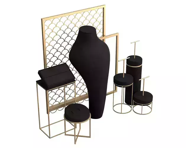 Monicadisplaystudio Black Velvet Jewelry Stand Vol 14 3D model