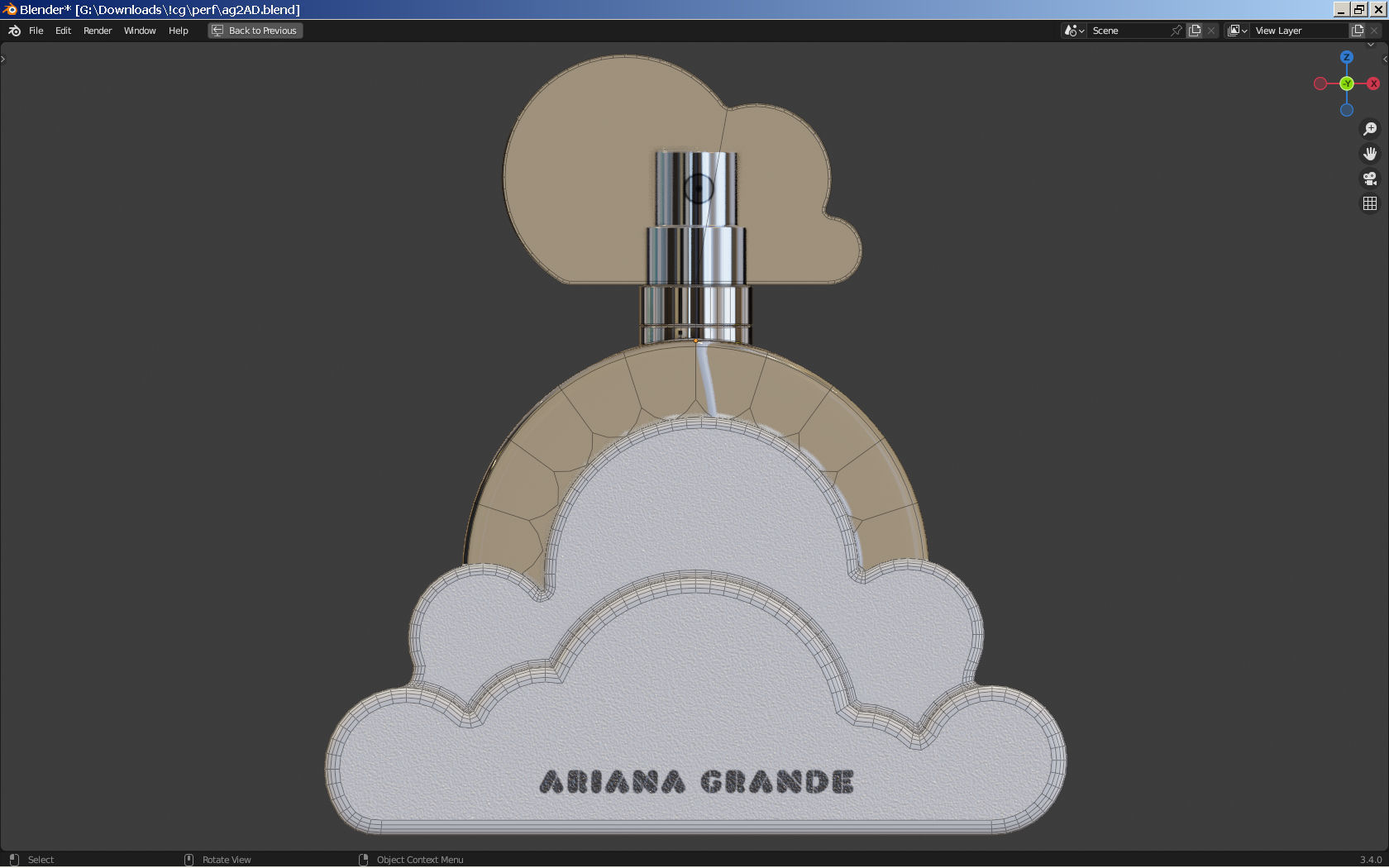 Perfume Bottle - Ariana Grande Cloud Low-poly 3D model_7