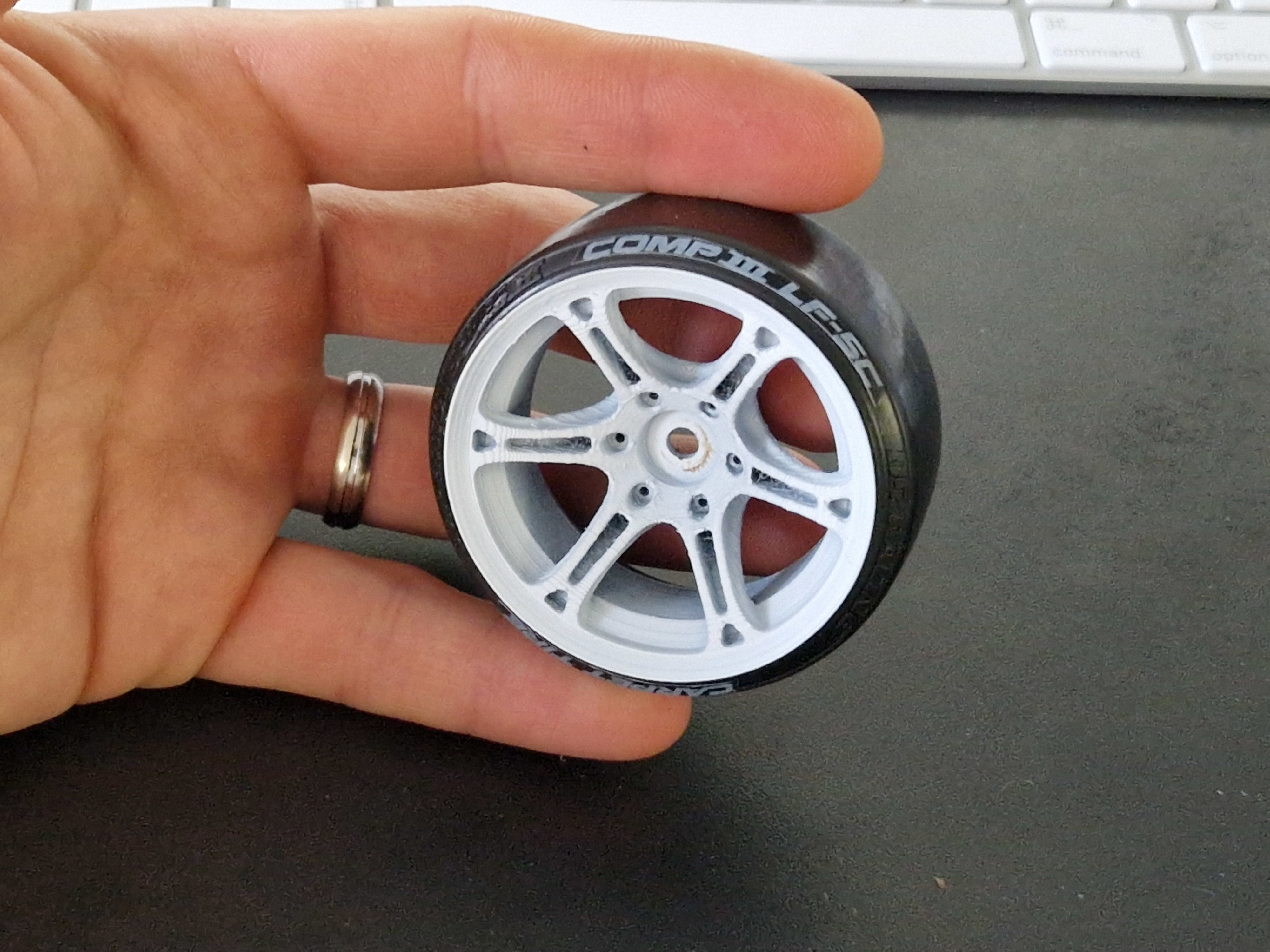 TE37 style 52mm 10th scale RC Drift wheels offset 5mm and 8mm 3D print model_1
