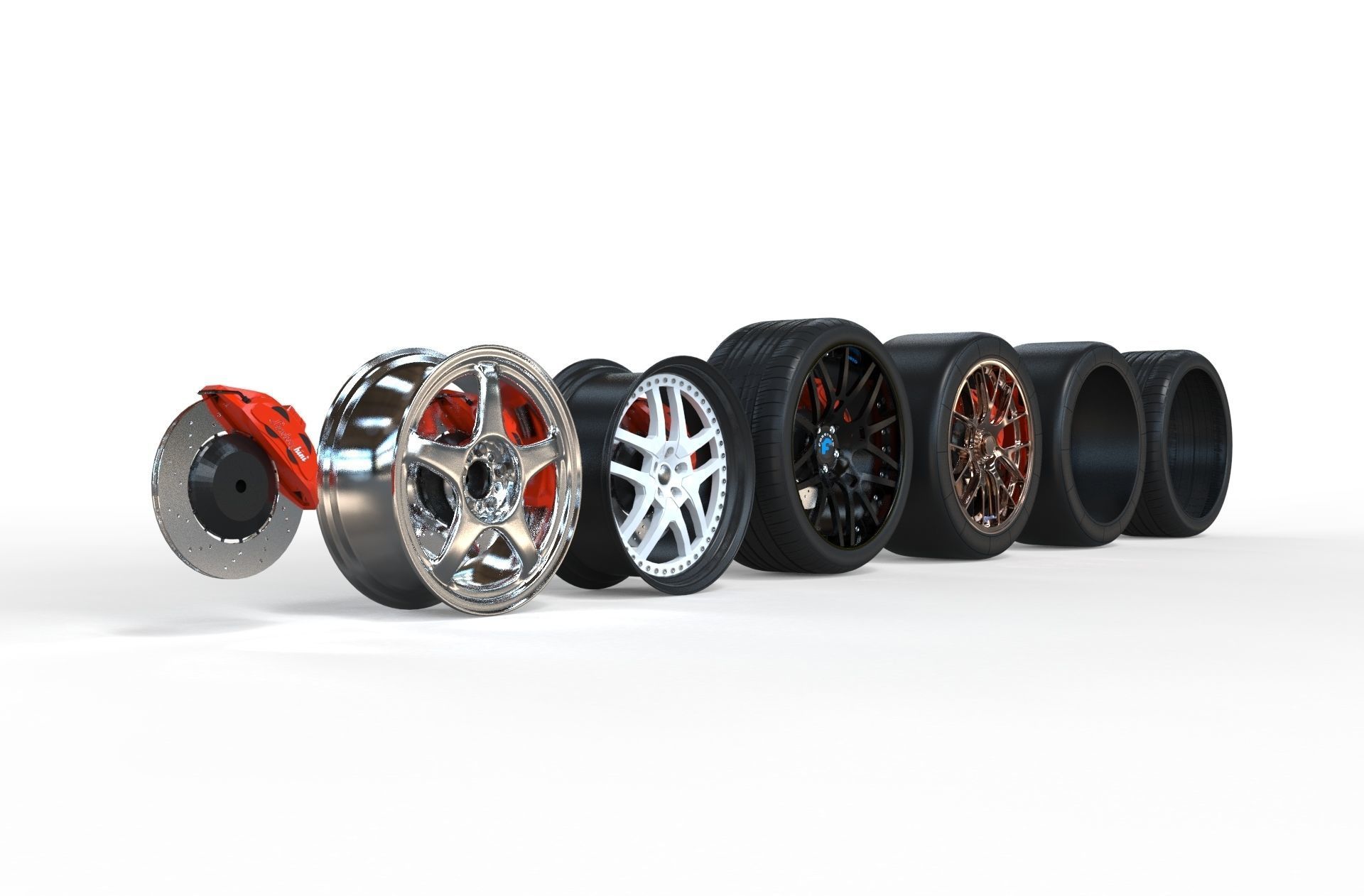 Car wheel rim 3D Model tire 3D model_7