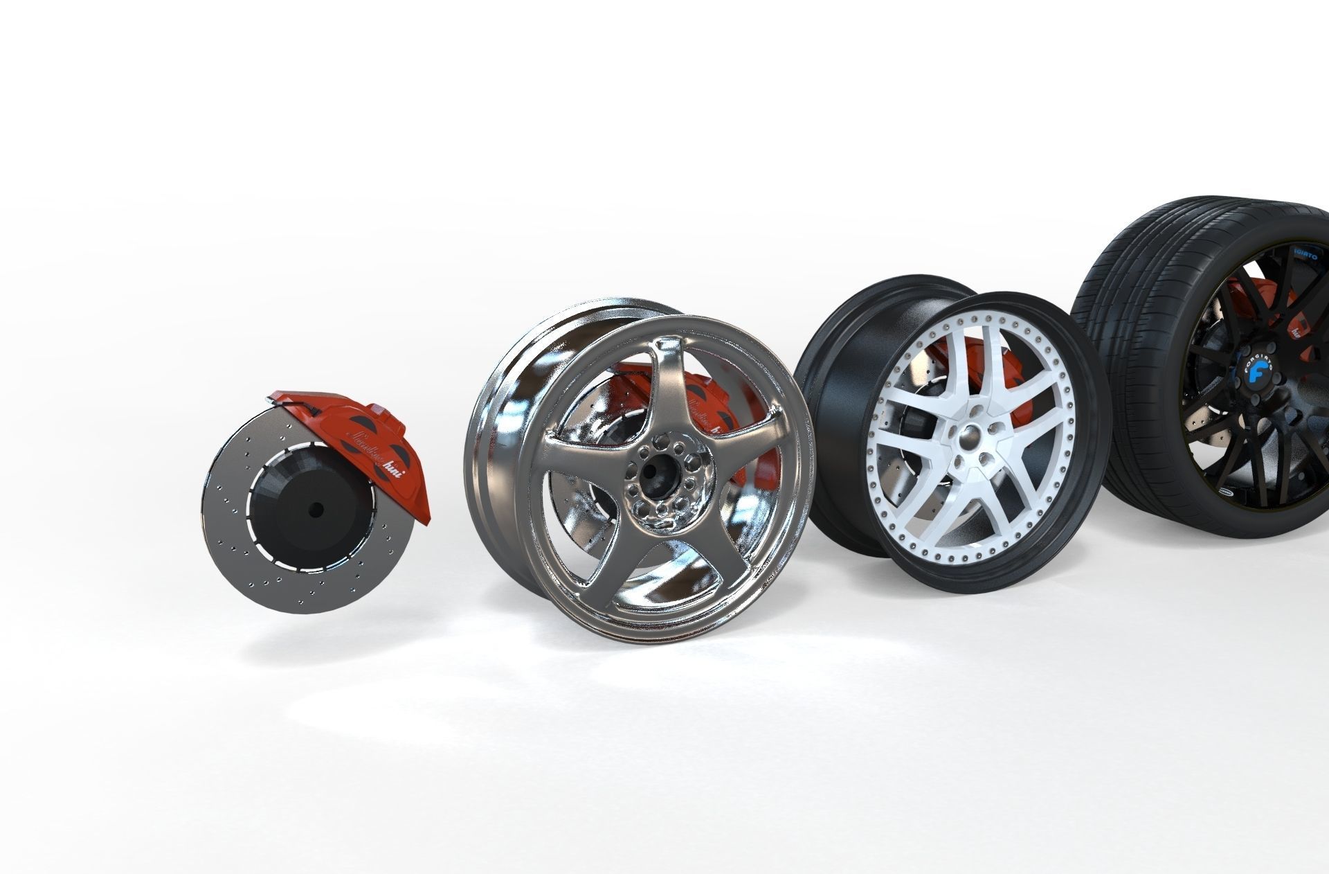 Car wheel rim 3D Model tire 3D model_1