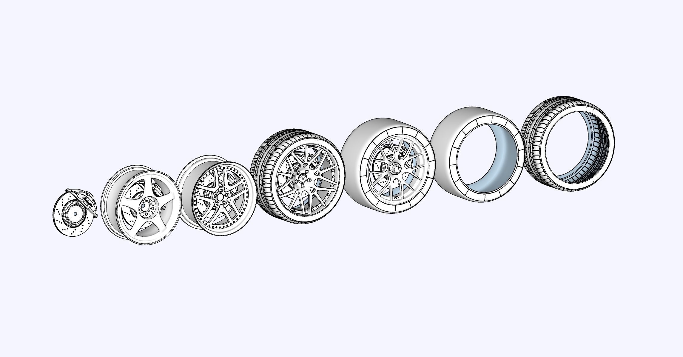 Car wheel rim 3D Model tire 3D model_9