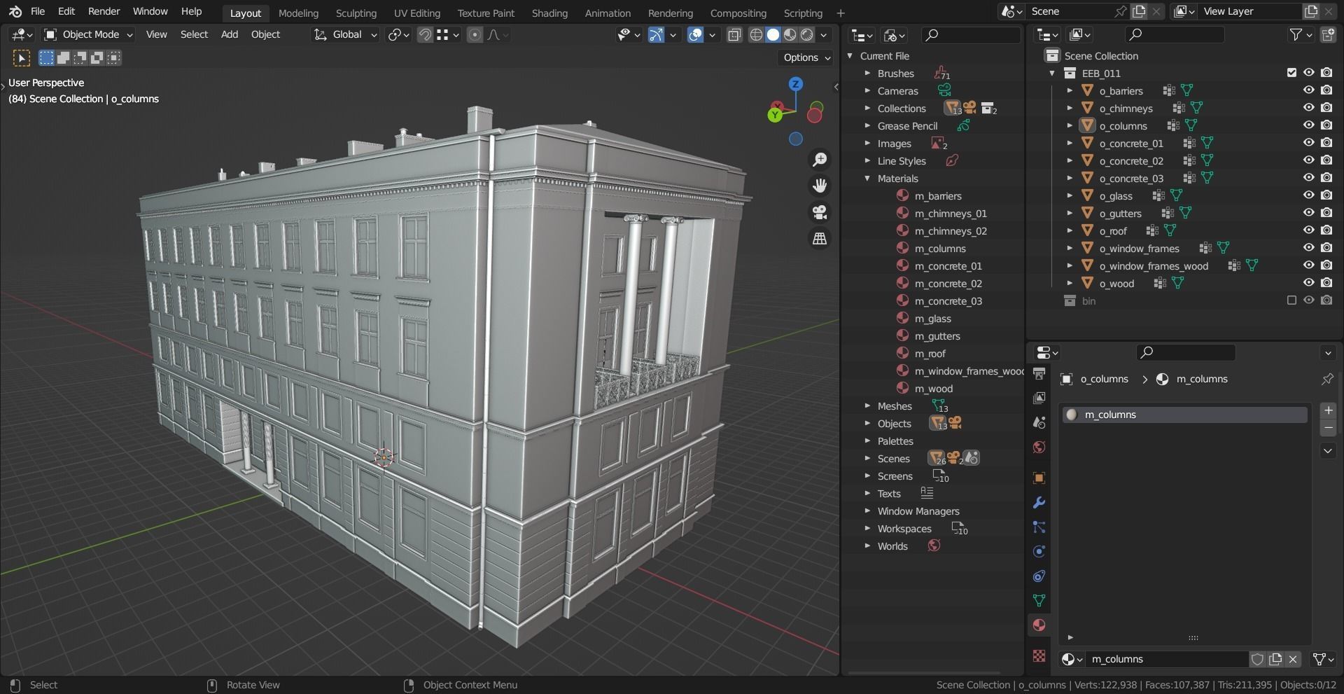 Eastern European Building 011 Low-poly 3D model_12