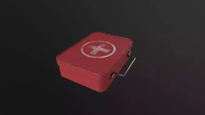 Red First Aid Kit 3D Model Low-poly 3D model