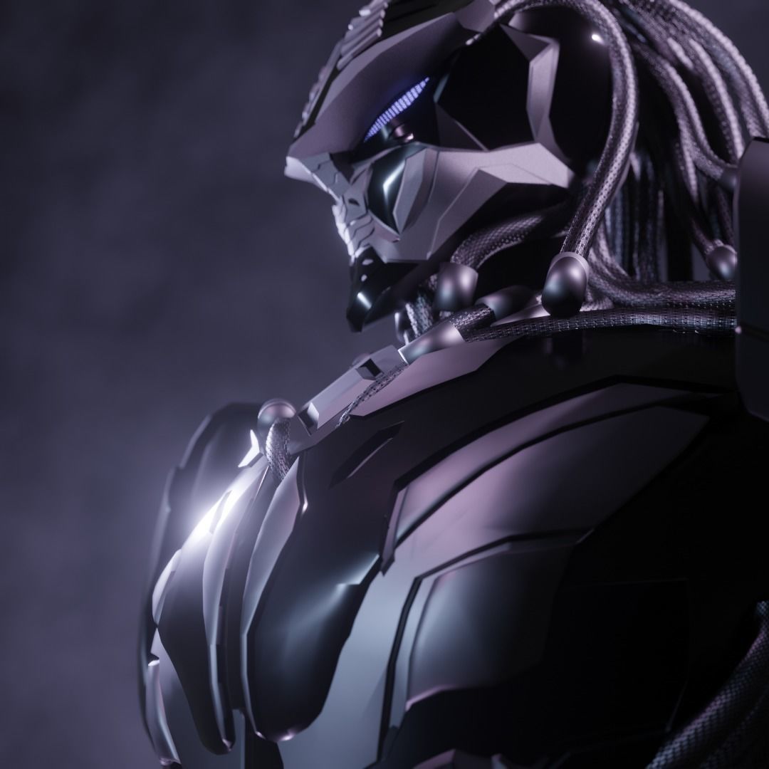 Cyberpunk Ninja Black Armor Low-poly 3D model_5