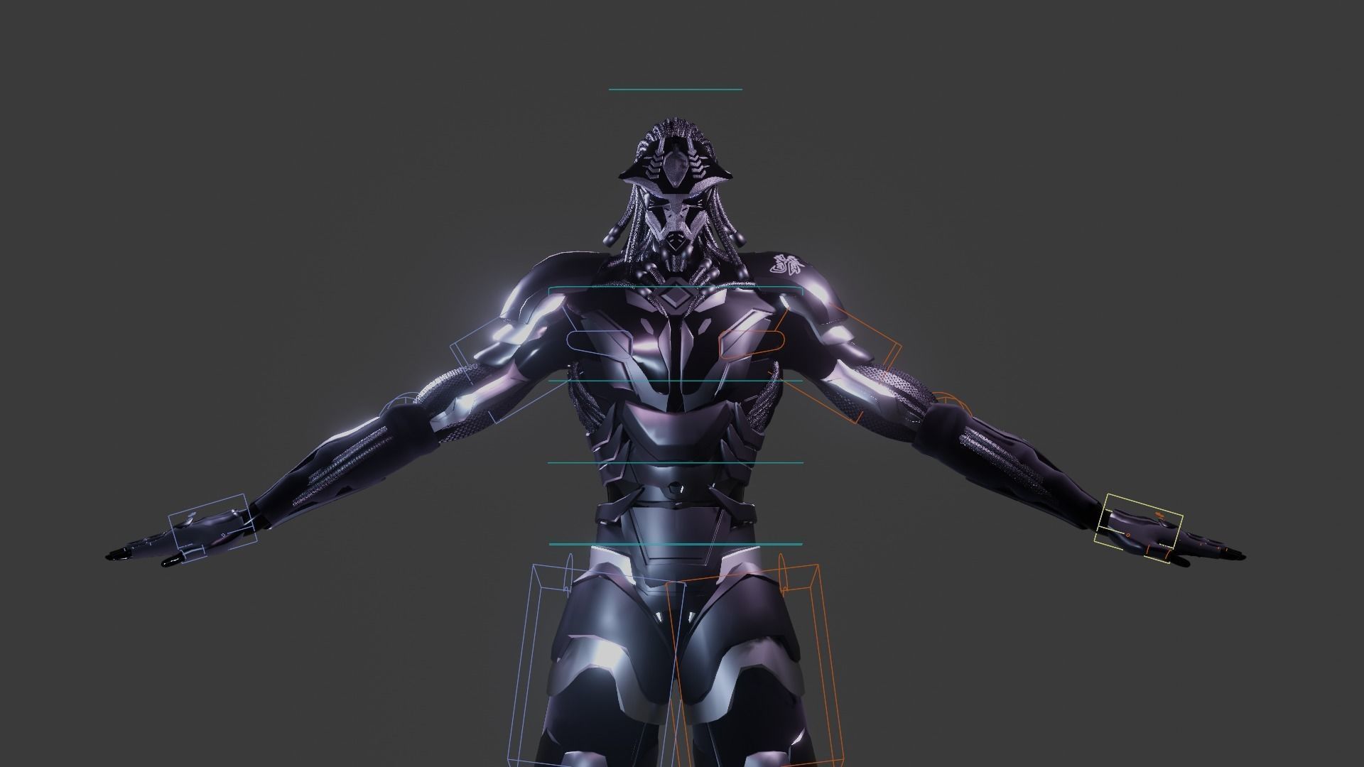 Cyberpunk Ninja Black Armor Low-poly 3D model_14