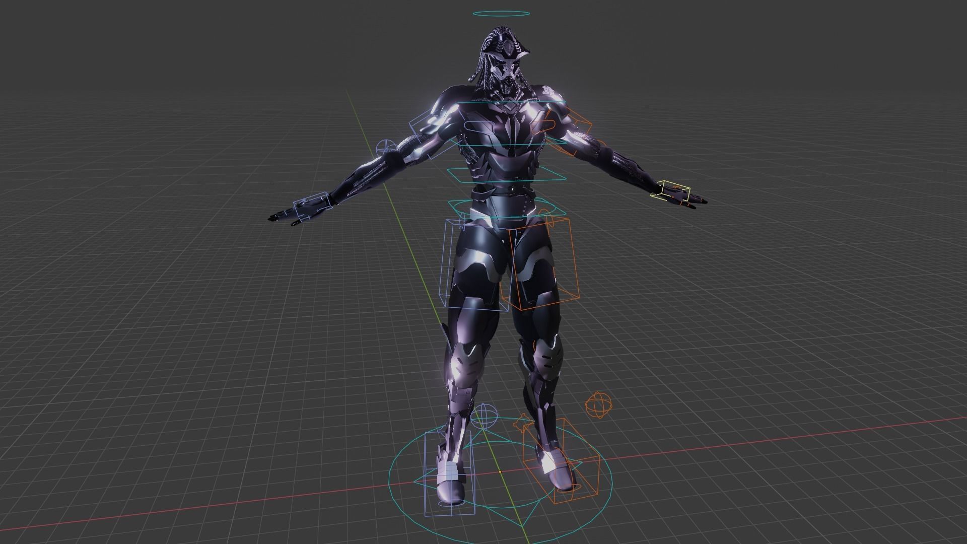 Cyberpunk Ninja Black Armor Low-poly 3D model_15