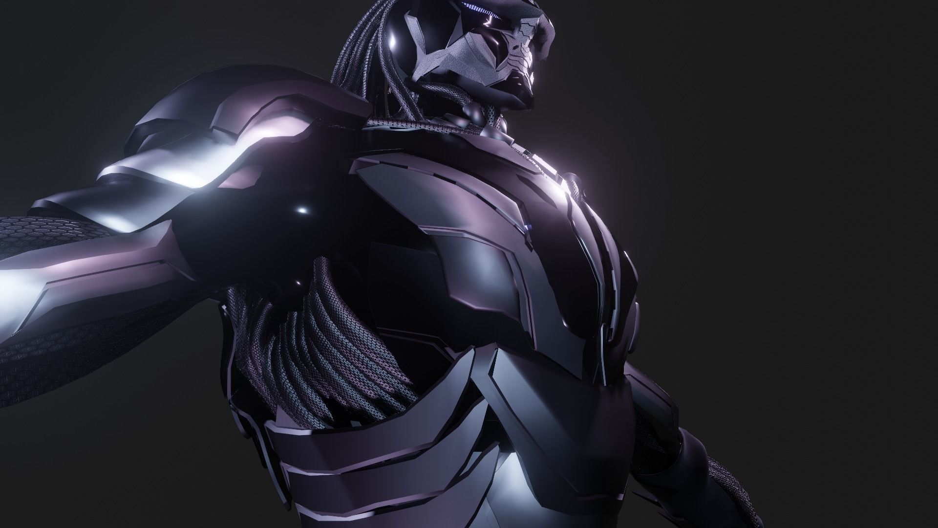 Cyberpunk Ninja Black Armor Low-poly 3D model_11