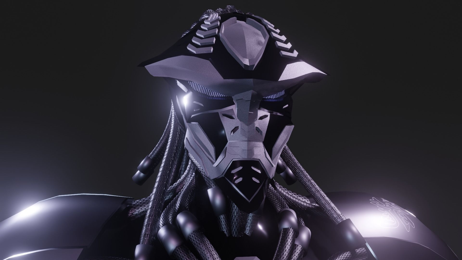 Cyberpunk Ninja Black Armor Low-poly 3D model_12