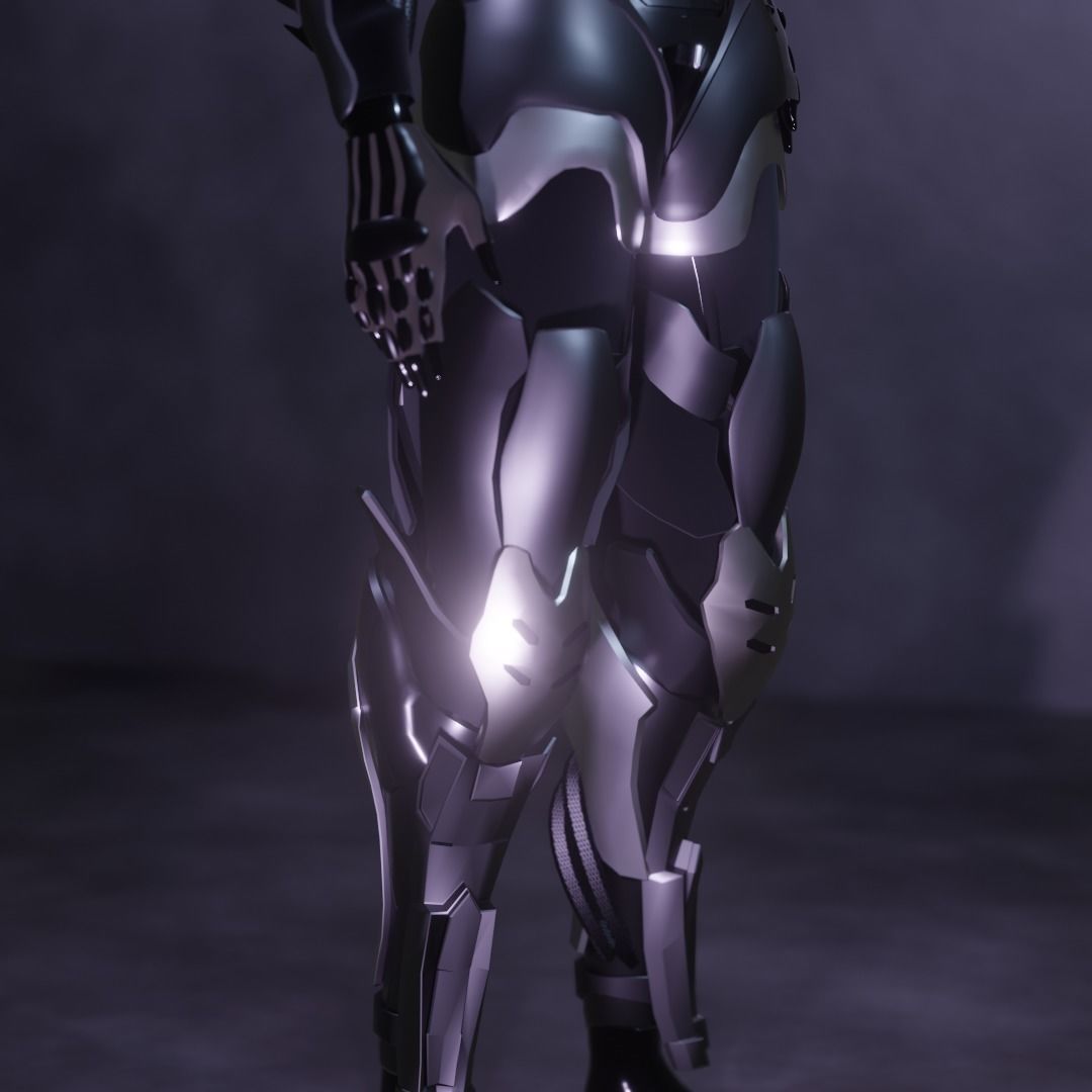 Cyberpunk Ninja Black Armor Low-poly 3D model_9